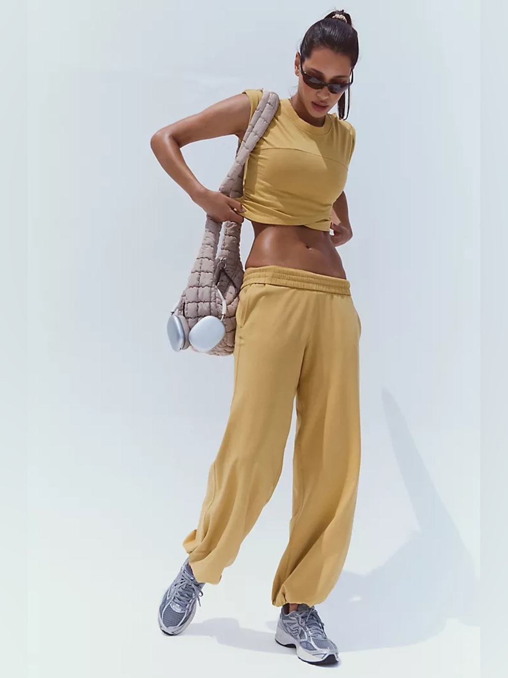 Free People Mustard Yellow Track Pants